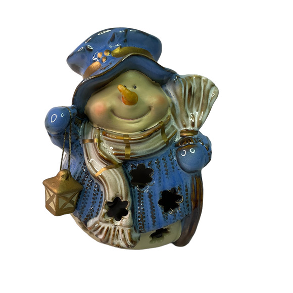 Really Cute Snowman Candle Holder w/Dangling Lantern - Picture 1 of 2
